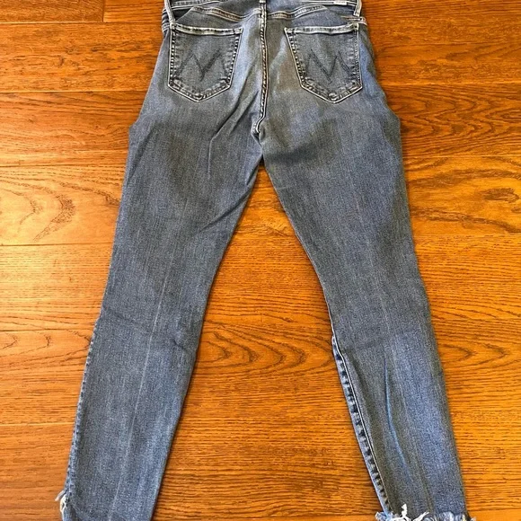 MOTHER Stunner Zip Ankle Step Fray Light Blue Skinny Jeans - Picture 2 of 7